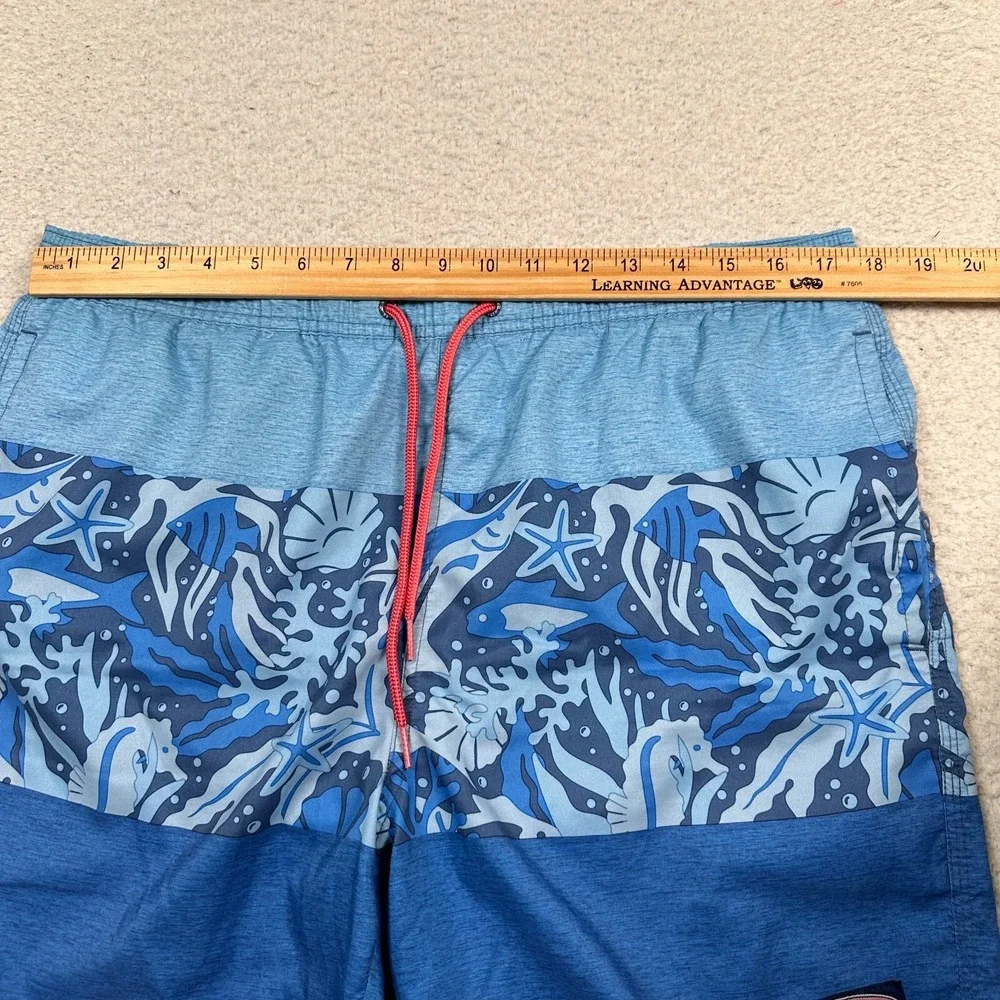 Vineyard Vines  Swim‎ Trunks Mens Medium Drawstring Lined Swimming Stretch Blue
